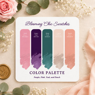 Tarjeta de paleta de colores de boda Blooming Chic