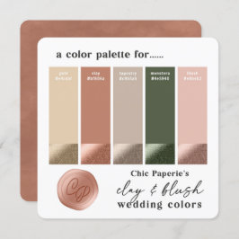 Tarjeta de paleta de colores de boda Clay & Blush
