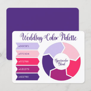 Tarjeta de paleta de colores de boda con códigos d