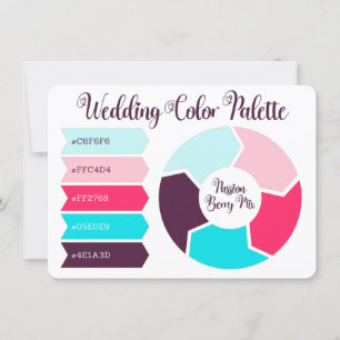 Tarjeta de paleta de colores de boda con códigos d