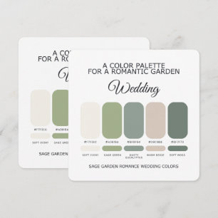 Tarjeta de paleta de colores de boda de jardín ver