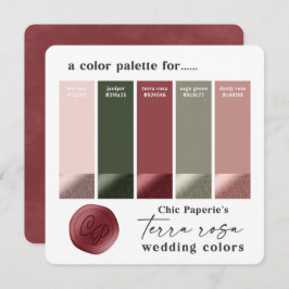 Tarjeta de paleta de colores de boda de verano ros