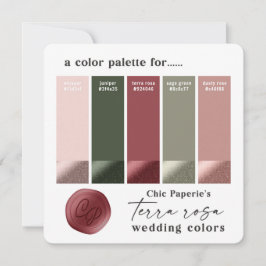 Tarjeta de paleta de colores de boda de verano ros