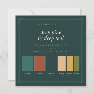 Tarjeta de paleta de colores de boda Deep Pine & T