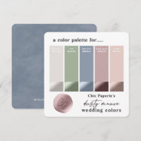 Tarjeta de paleta de colores de boda dusty mauve y
