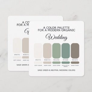 Tarjeta de paleta de colores de boda en verde salv