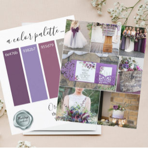 Tarjeta de paleta de colores de boda Orquídea Ciru