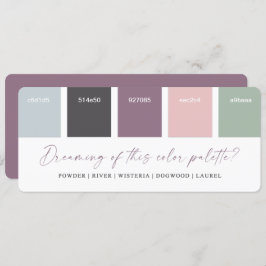 Tarjeta de paleta de colores de boda Purple & Pink