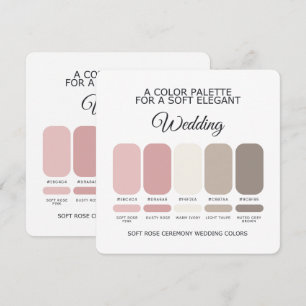 Tarjeta de paleta de colores de boda Rosa suave el