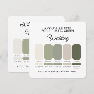 Tarjeta de paleta de colores de boda rústica verde