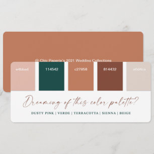 Tarjeta de paleta de colores de boda Terracota y r