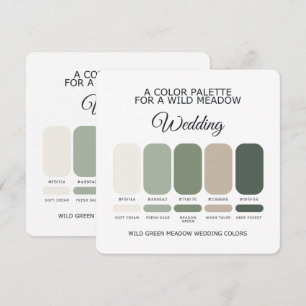 Tarjeta de paleta de colores de boda verde