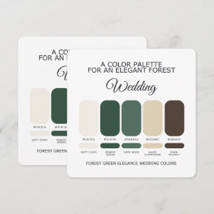 Tarjeta de paleta de colores de boda Verde bosque