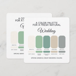 Tarjeta de paleta de colores de boda verde primave