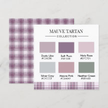 Tarjeta de paleta de colores Mauve Tartan