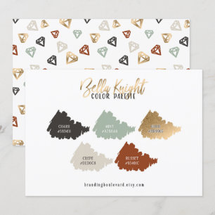 Tarjeta de paleta de colores Siena quemada verde b