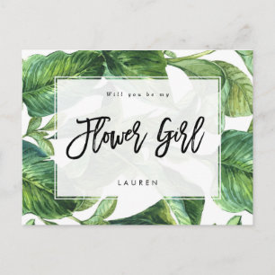 tarjeta de palma tropical ¿serás mi dama de flores