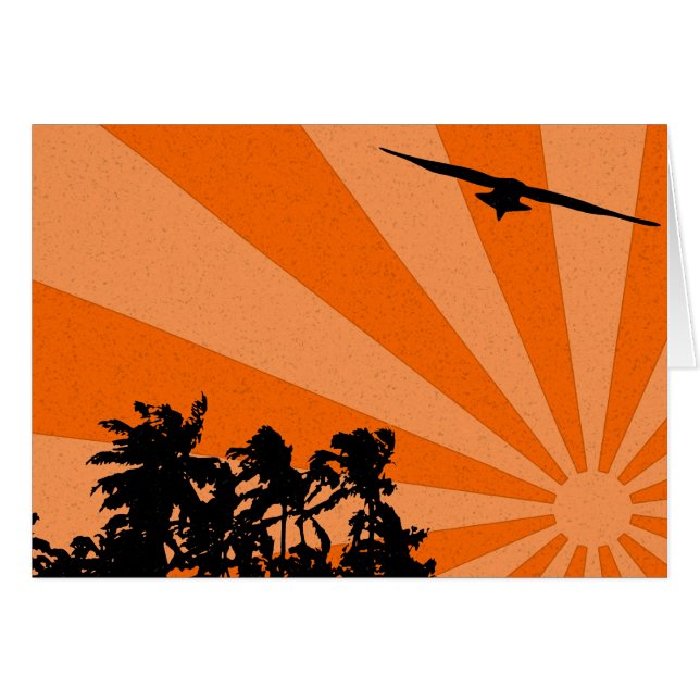 Tarjeta de palmeras y gaviotas (Anverso (Horizontal))