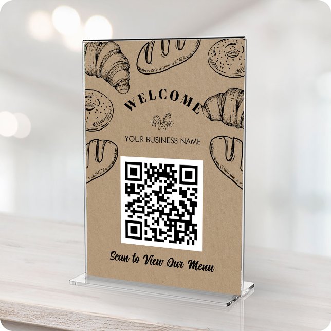 Tarjeta de panadería de menú de exploración de cód (Contactless QR Code ScanToOreder Menu Bakery Card)