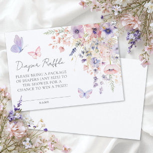 Tarjeta de pañal para baby shower de flor silvestr