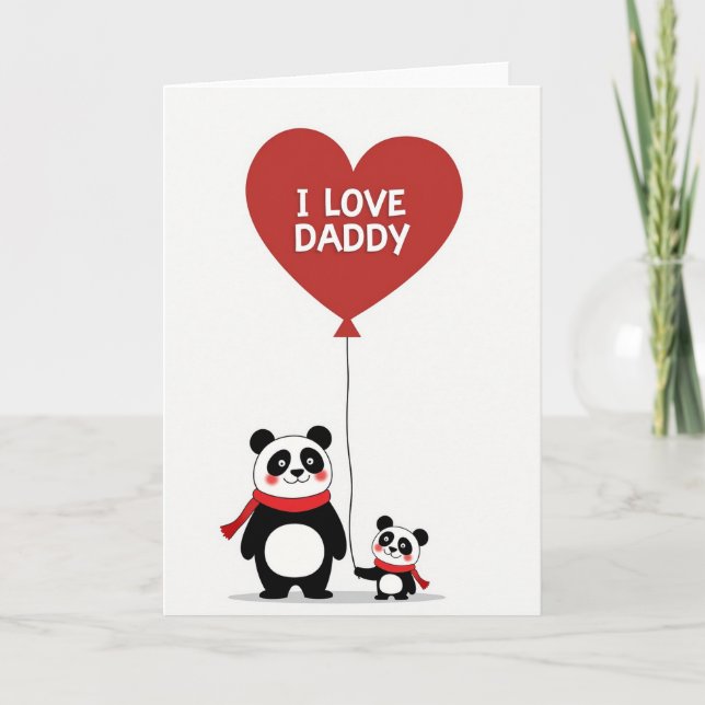 Tarjeta de Panda Adorable Amo a Papá (Anverso)