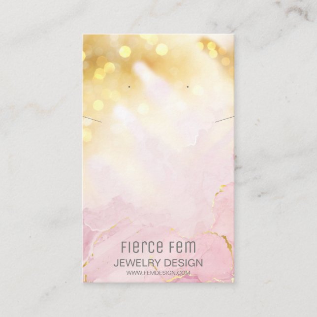 Tarjeta De Pantalla Moderna De Joyería Rosa Y Oro (Anverso)