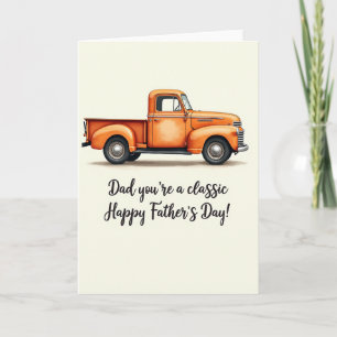 Tarjeta de Papá Camioneta Naranja Vintage