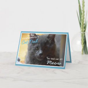 Tarjeta de papá de gato Gray Kitten para el día de