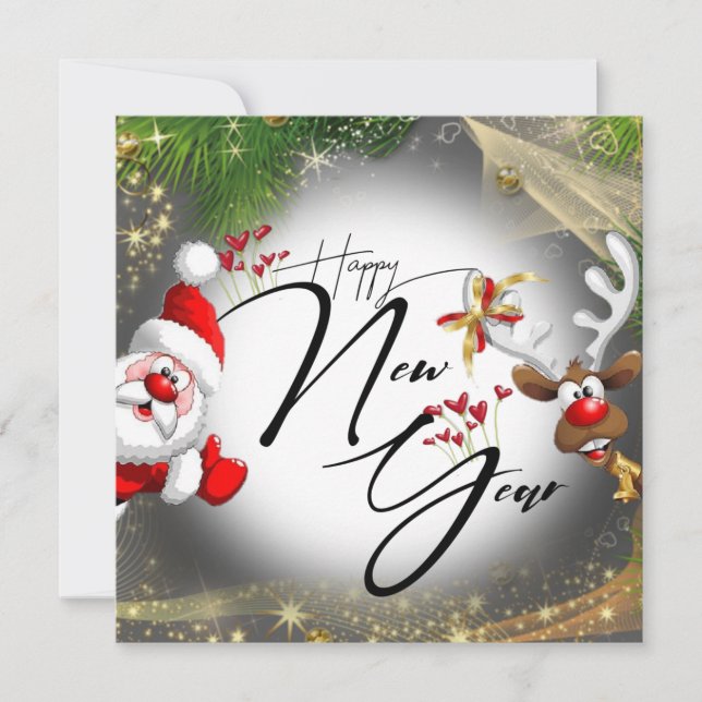 Tarjeta de papá Noel con brillo (Anverso)