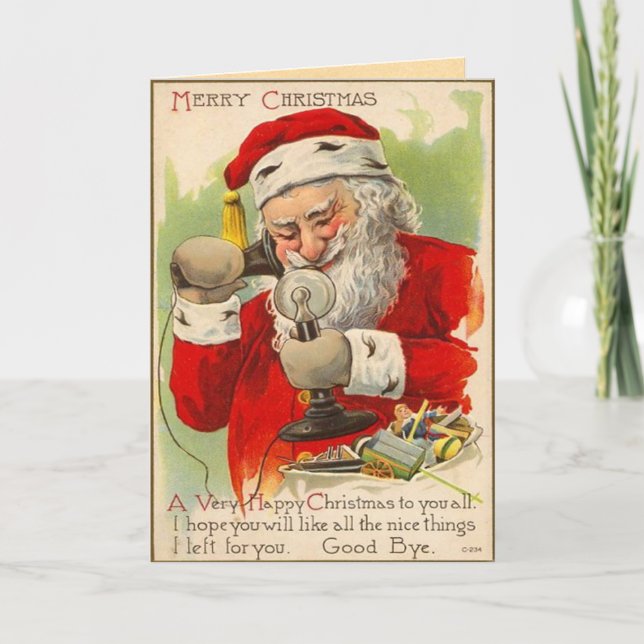 Tarjeta de Papá Noel del vintage (Anverso)