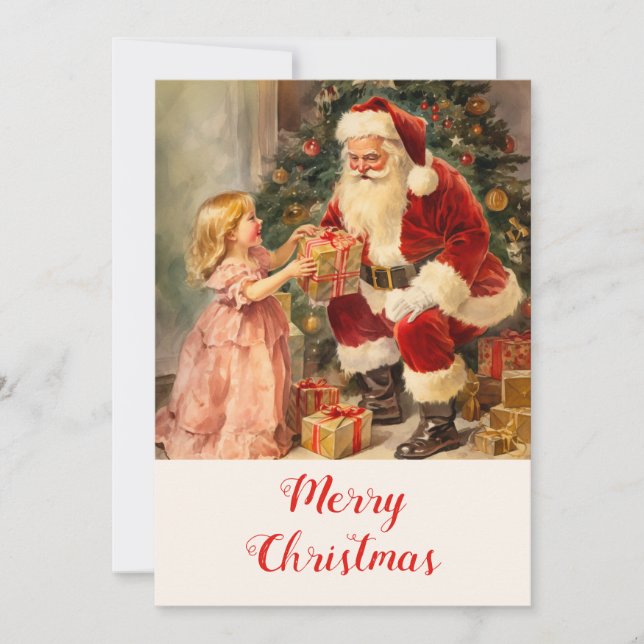 Tarjeta de Papá Noel Vintage con Navidades Infanti (Anverso)
