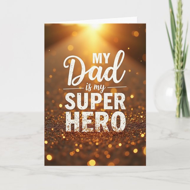 Tarjeta de Papá Súper Héroe Dorado (Anverso)