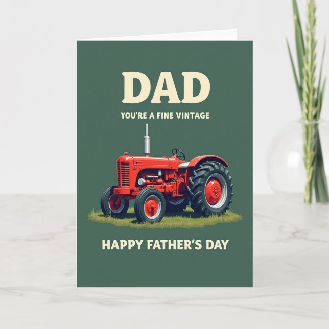 Tarjeta de Papá Tractor Antiguo (Anverso)