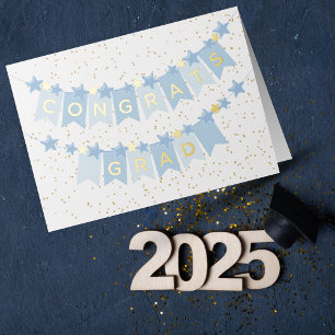 Tarjeta de papel de aluminio con banner azul de fe