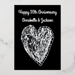 Tarjeta de papel de aluminio con corazón de amor e