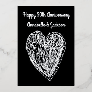 Tarjeta de papel de aluminio con corazón de amor e
