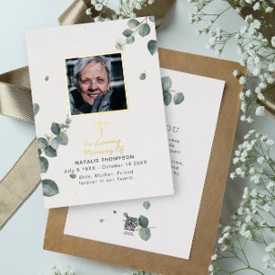 Tarjeta de papel de aluminio con foto de funeral d