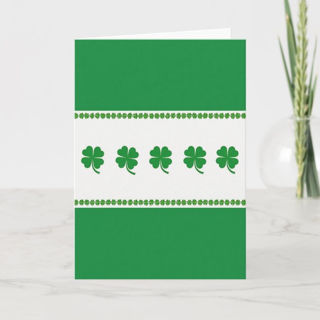 Tarjeta de papel de oro falso de trébol verde (Anverso)