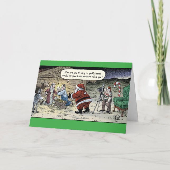 Tarjeta de papel divertida del navidad de la foto (Anverso)