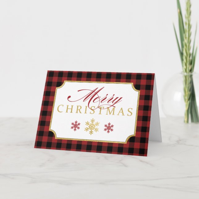 Tarjeta de papel negro, rojo para navidad personal (Anverso)