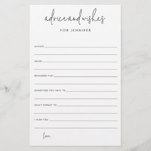 Tarjeta de papel para Bodas de ducha de novia y co