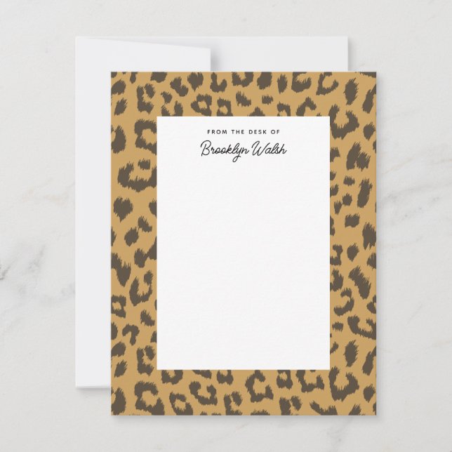 Tarjeta de papel plano personal de leopardo salvaj (Anverso)