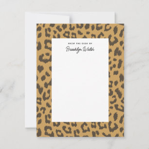 Tarjeta de papel plano personal de leopardo salvaj