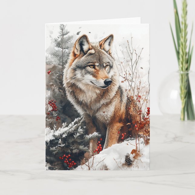 Tarjeta de Papelería de Lobo Invernal (Anverso)