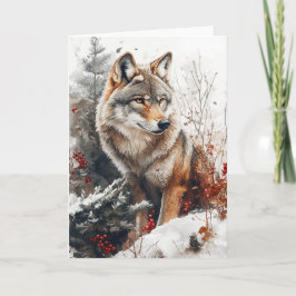 Tarjeta de Papelería de Lobo Invernal