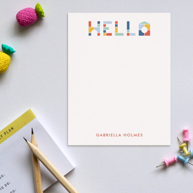 Tarjeta de papelería infantil Hola Bloques Colorid (Subido por el creador)