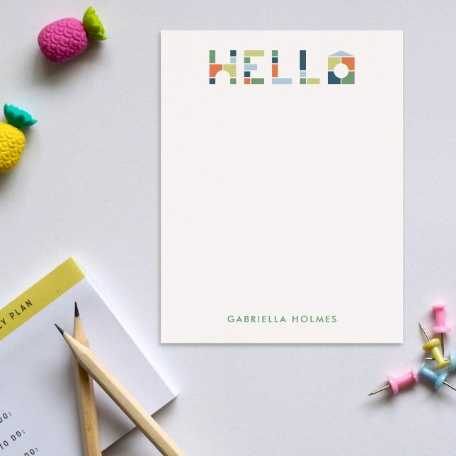 Tarjeta de papelería infantil Hola Bloques Colorid (Subido por el creador)