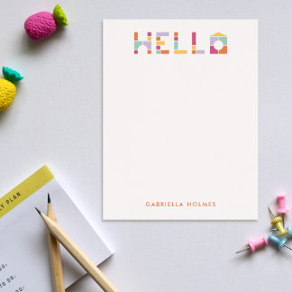 Tarjeta de papelería infantil Hola Bloques Colorid