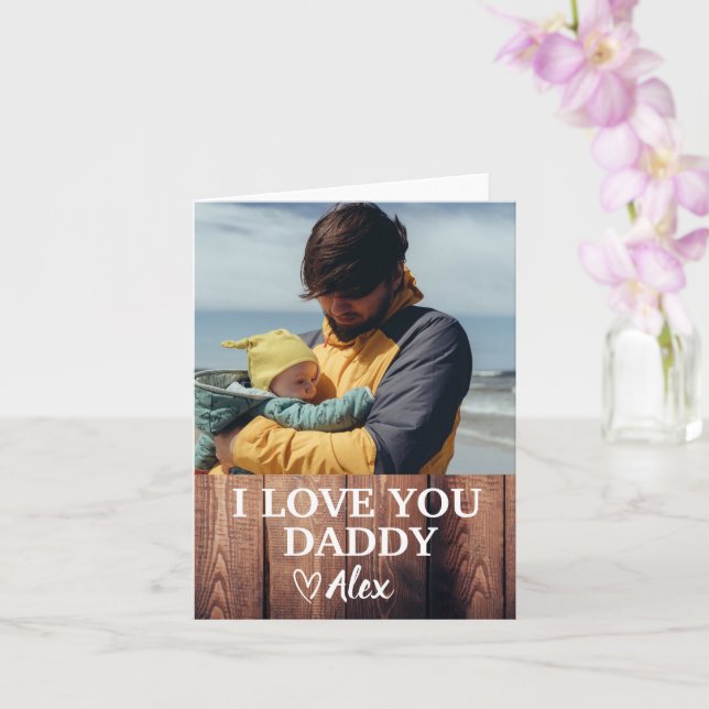 Tarjeta de papi personalizado, yo te amo foto de p (Orquídea)