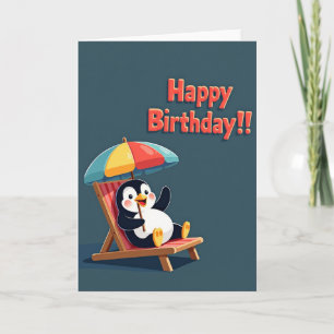 Tarjeta de paraguas de pájaro alegre